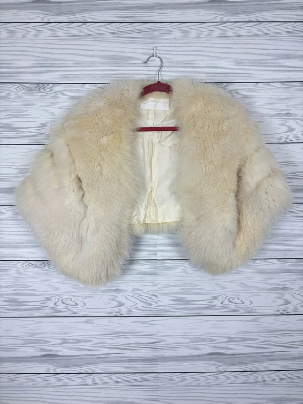 VTG GARTENHAUS FURS CREAM WHITE STOLE CAPE CAPELET OSFA